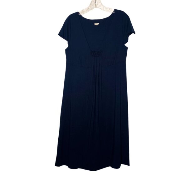 J. Crew Navy, Short Sleeve, Pleated, Midi Dress, Size Large - Picture 6 of 10